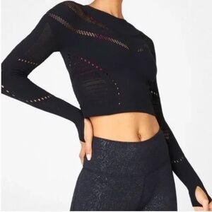 Fabletics Black Fitted Crop top with cut outs